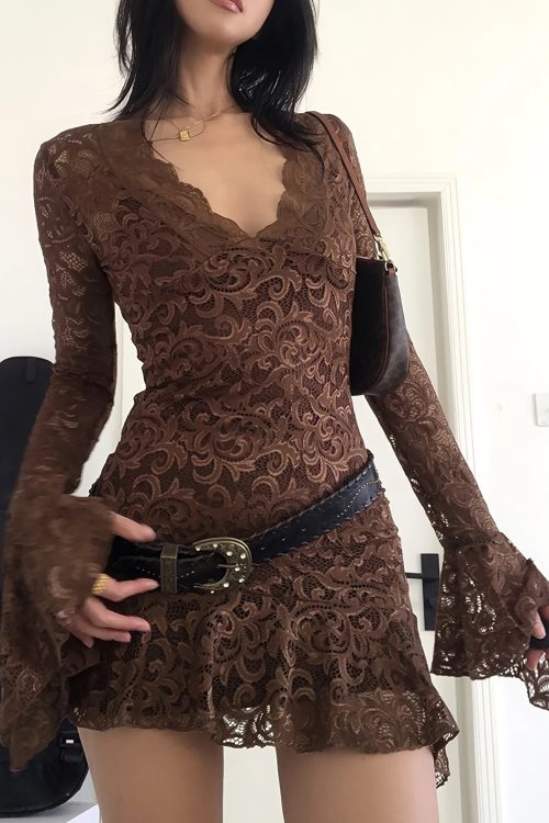 Sheer Lace Mini Dress