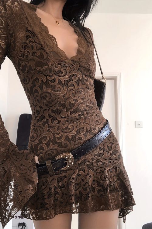 Sheer Lace Mini Dress