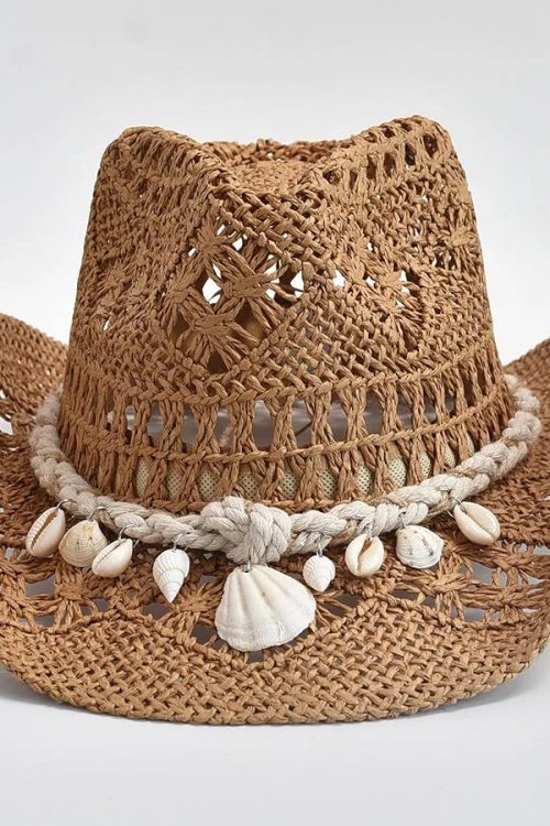 Shell Straw Cowboy Swim Hat