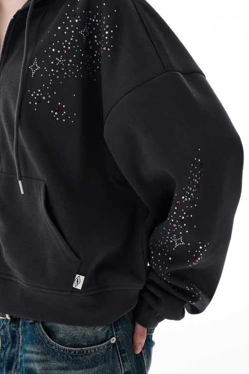 Shiny Sequin Zip Up Hoodie
