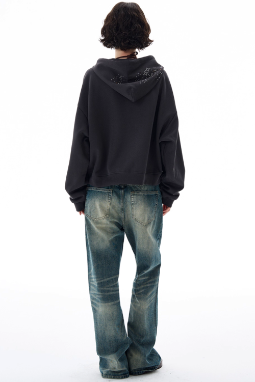 Shiny Sequin Zip Up Hoodie
