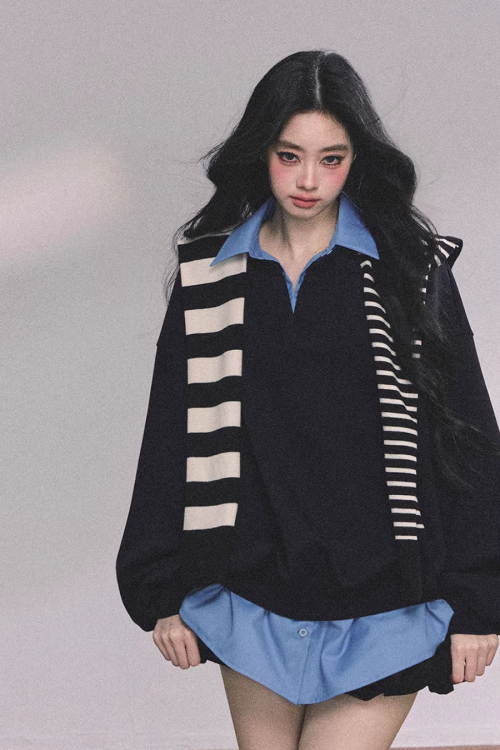 Shirt Docking Knit Top / Black Shawl