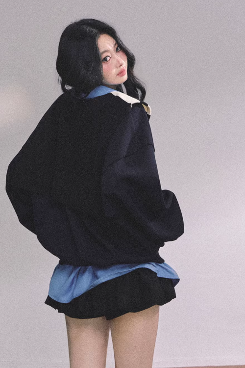 Shirt Docking Knit Top / Black Shawl