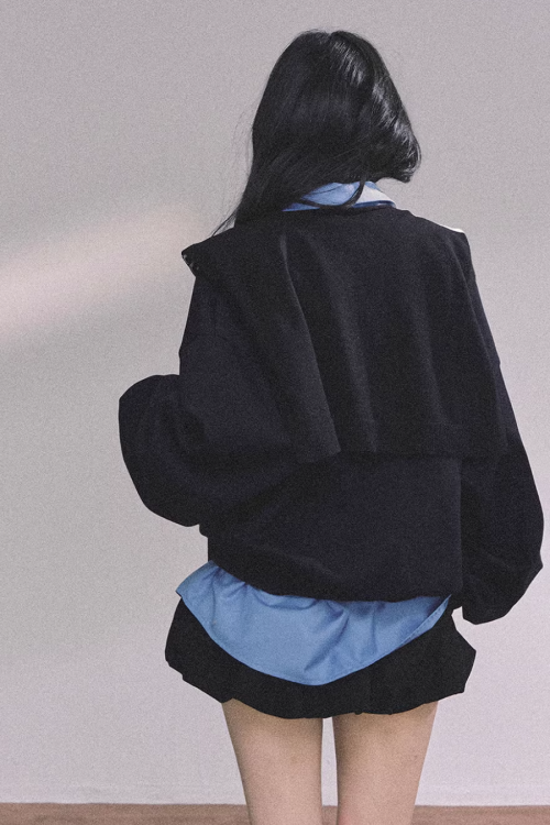 Shirt Docking Knit Top / Black Shawl