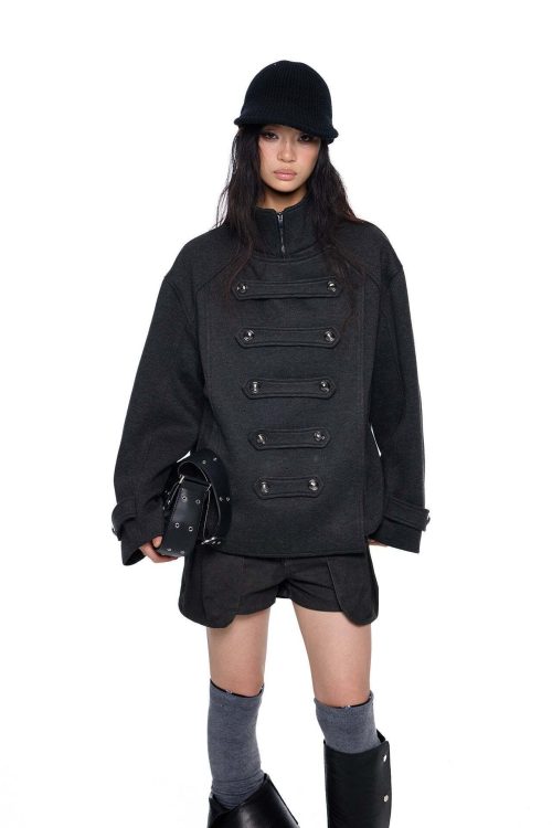Short Double-Faced Wool Coat