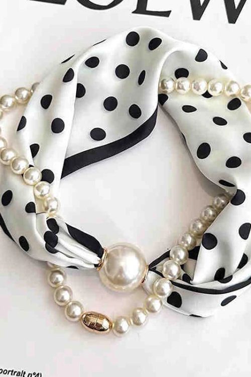 Silk Scarf Pearl Necklace