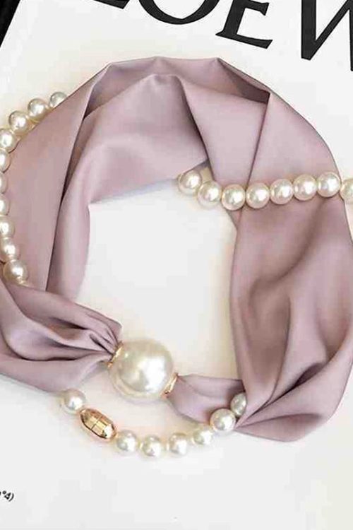 Silk Scarf Pearl Necklace