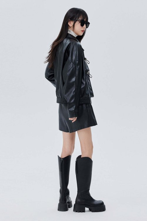 Silver Buckle Leather Jacket