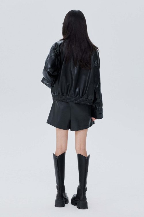Silver Buckle Leather Jacket
