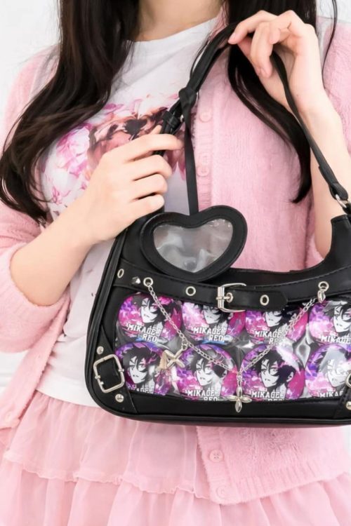 Silver Convertible Ita Bag with Clear Window for Photocards and Pins