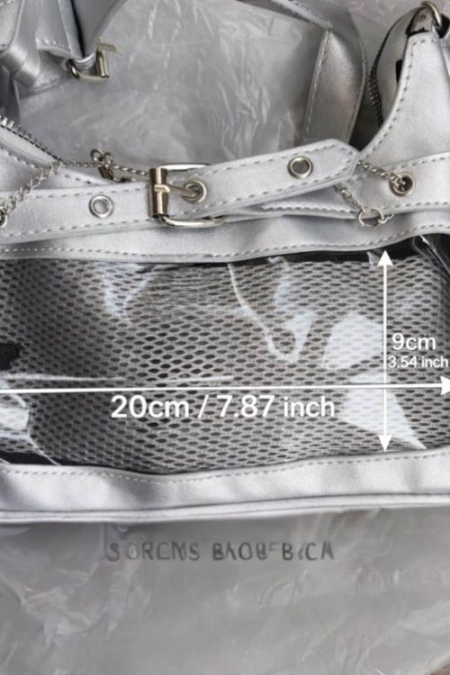 Silver Convertible Ita Bag with Clear Window for Photocards and Pins