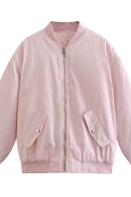 Simple Basic Zip Up Bomber Jacket