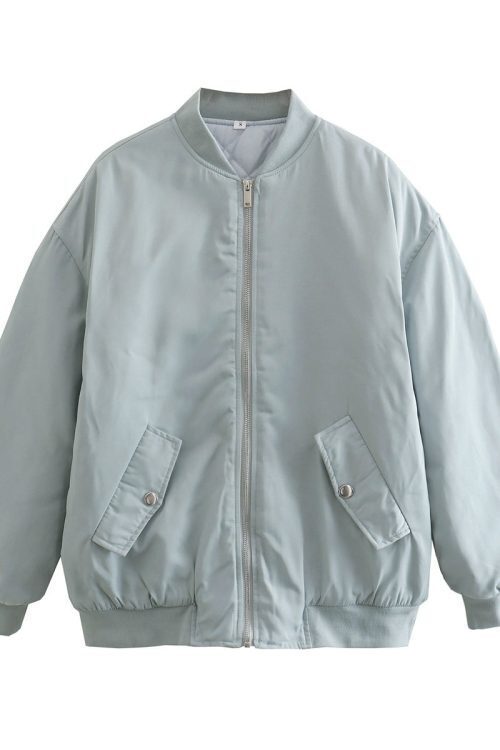Simple Basic Zip Up Bomber Jacket