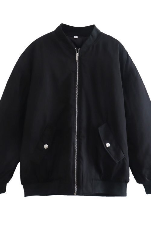 Simple Basic Zip Up Bomber Jacket