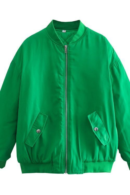 Simple Basic Zip Up Bomber Jacket