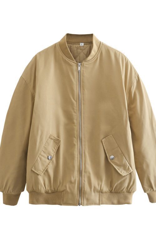 Simple Basic Zip Up Bomber Jacket