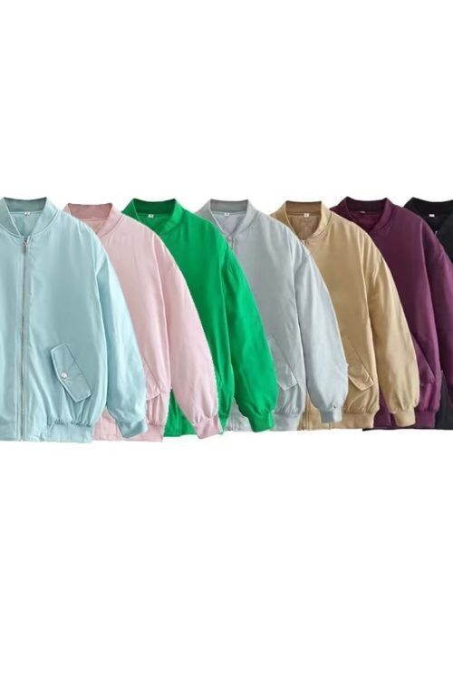 Simple Basic Zip Up Bomber Jacket