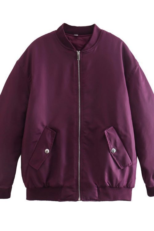 Simple Basic Zip Up Bomber Jacket