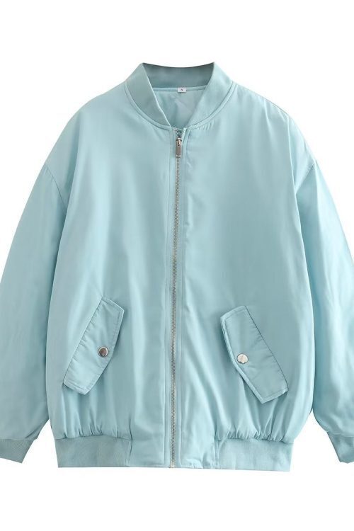 Simple Basic Zip Up Bomber Jacket