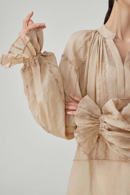Sleeve Gather Lawn Blouse