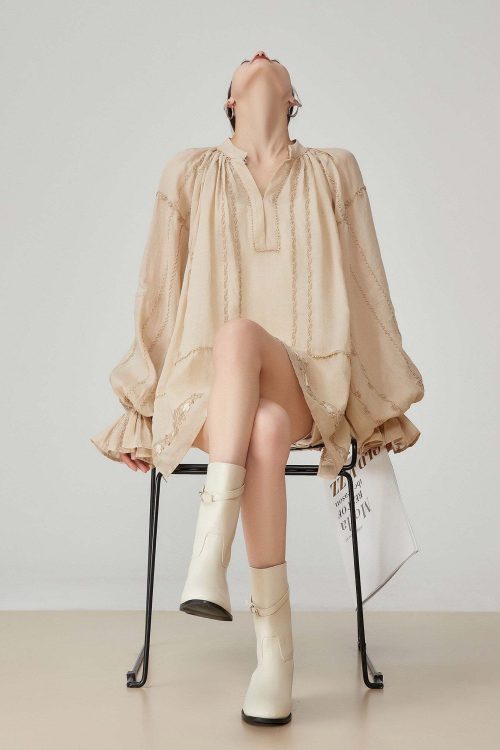 Sleeve Gather Lawn Blouse