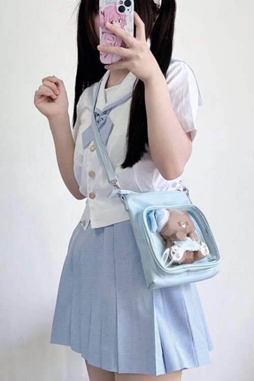 Small Ita Crossbody Bag with Clear Window and Included Insert for Plushies and Pins