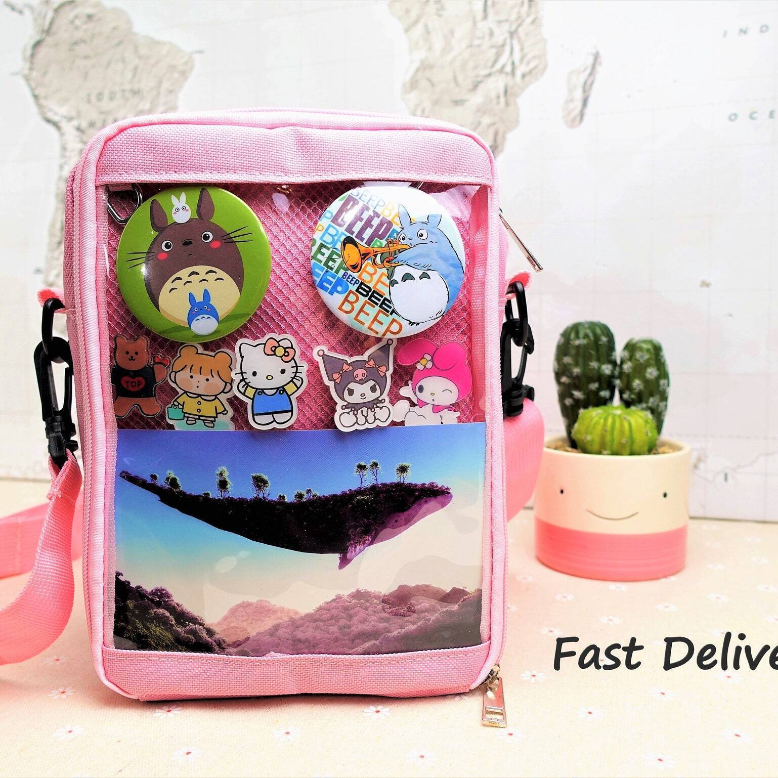 Small Ita Crossbody Bag with Clear Window for Pin Display