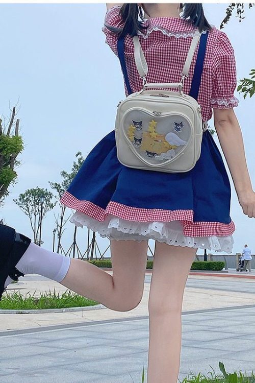 Small White Heart Ita Backpack with Included Insert