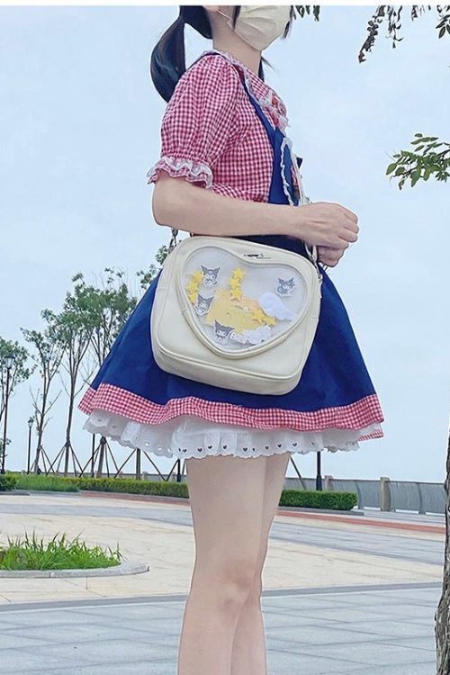 Small White Heart Ita Backpack with Included Insert