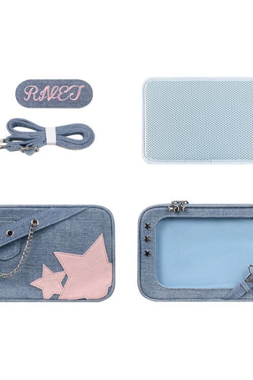 Small White Ita Crossbody Bag with Clear Window and Included Insert for Pin Display