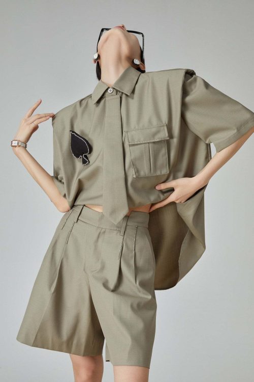 Spade Lace-Up Short-Sleeve Shirt / Shorts