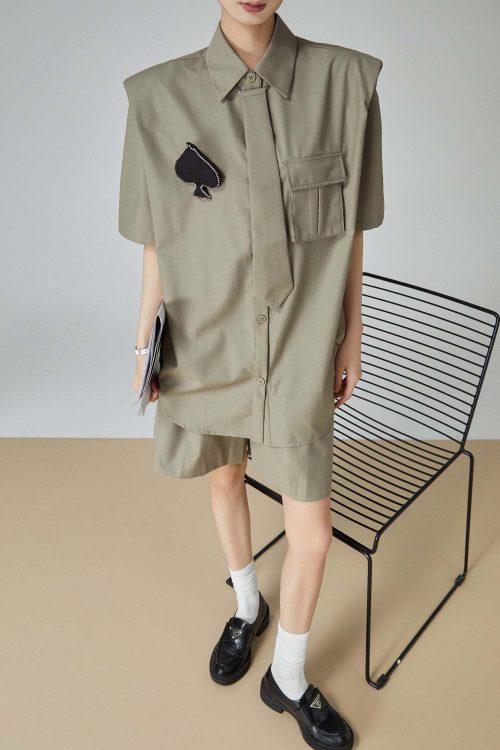 Spade Lace-Up Short-Sleeve Shirt / Shorts