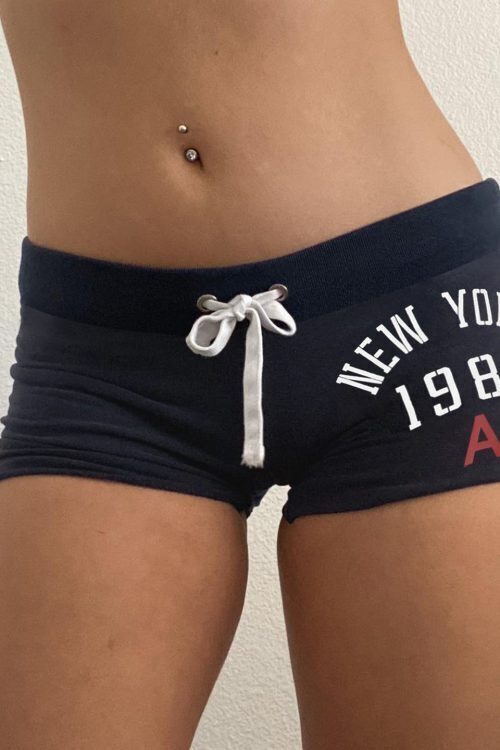 Sporty Casual Number Print Color Block Shorts