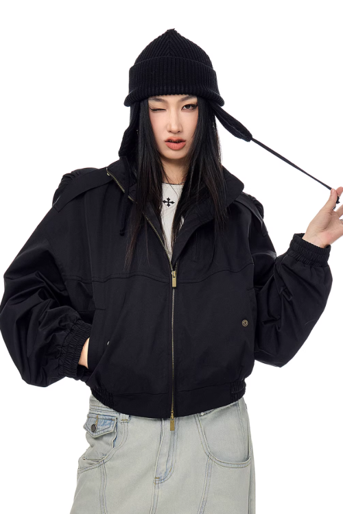 Stand Collar Cropped Jacket