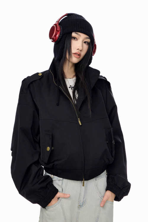 Stand Collar Cropped Jacket