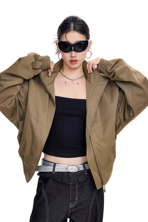 Stand Collar Cropped Jacket