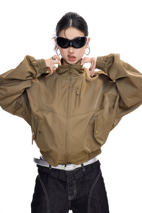 Stand Collar Cropped Jacket