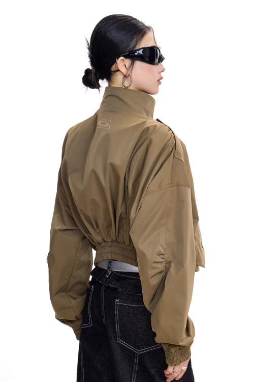 Stand Collar Cropped Jacket