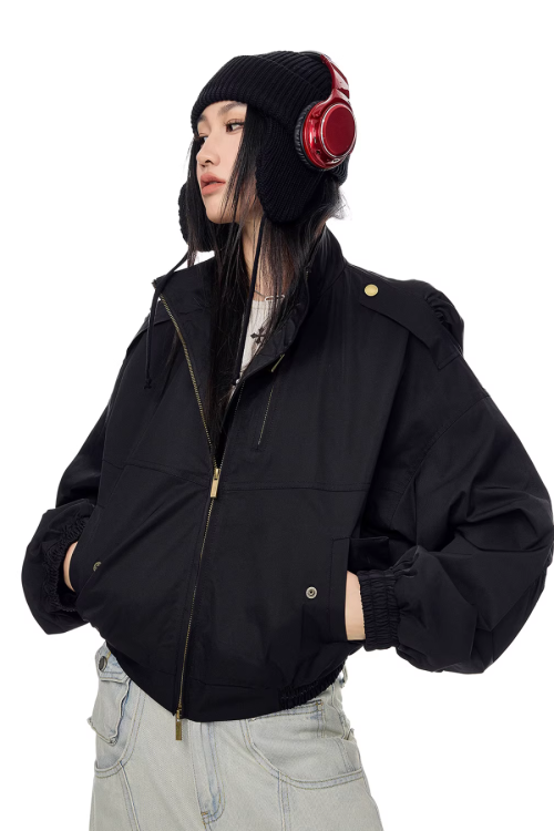 Stand Collar Cropped Jacket