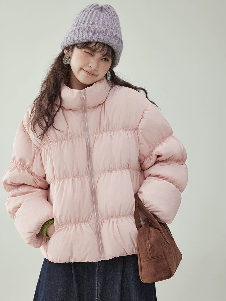 Stand Collar Fluffy Down Jacket