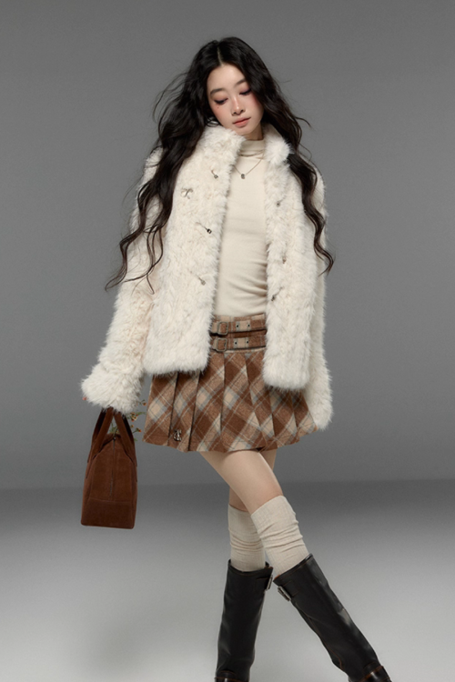 Stand Collar Fluffy Fur Jacket