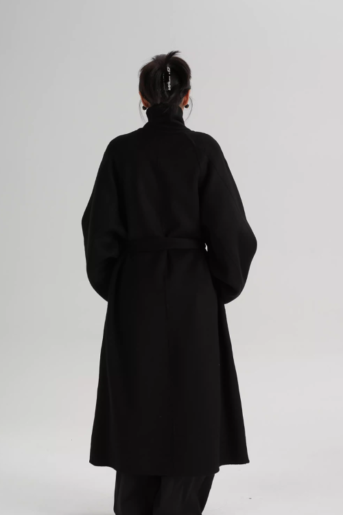 Stand Collar Long Loose Wool Coat