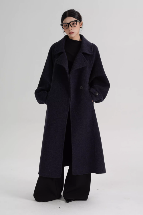 Stand Collar Long Loose Wool Coat