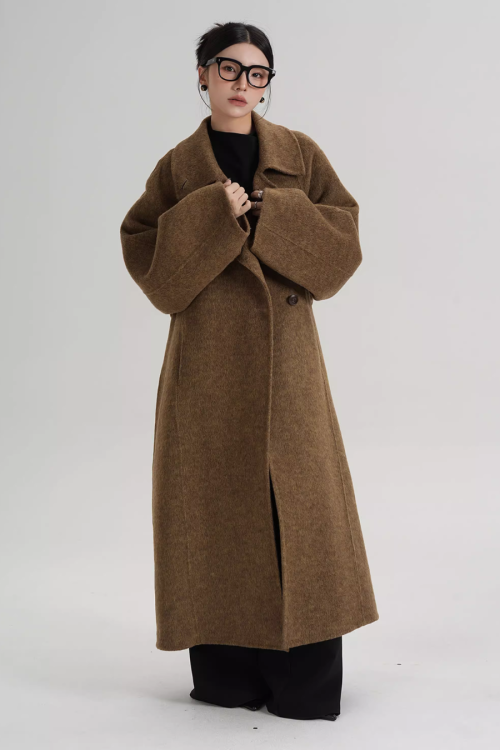 Stand Collar Long Loose Wool Coat