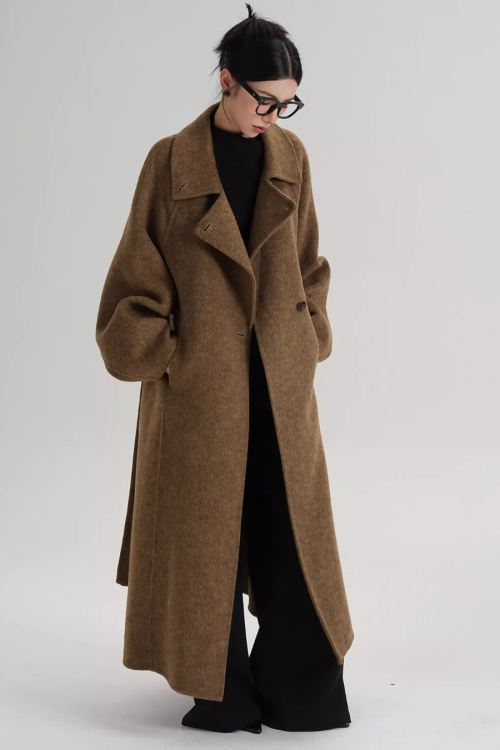 Stand Collar Long Loose Wool Coat
