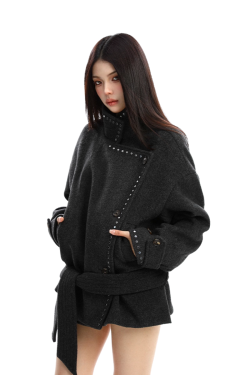 Stand Collar Mid-Length Coat