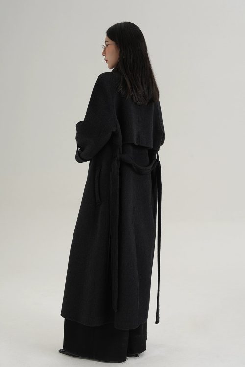 Stand Collar Paid Long Coat