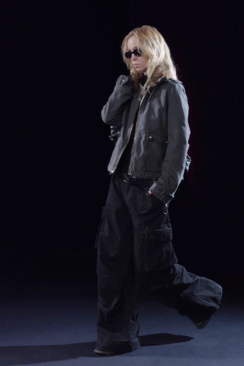 Stand Collar Punk Washed Jacket