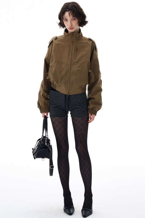 Stand Collar Short Jacket