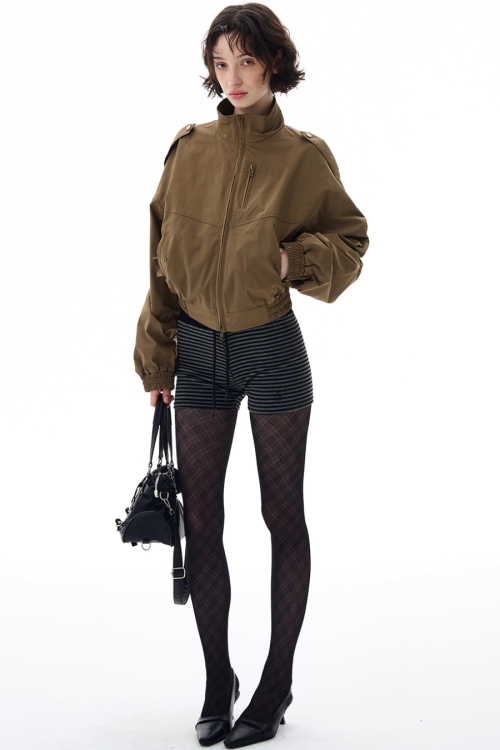 Stand Collar Short Jacket